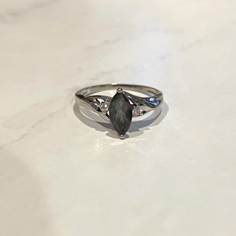 Fire Topaz and Diamond Ring Size 4.75